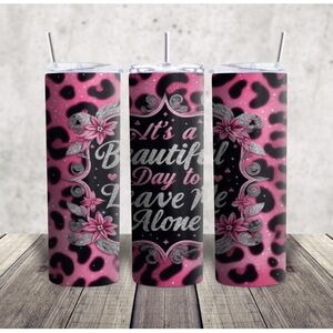 Pink and Black Leopard Print Tumbler